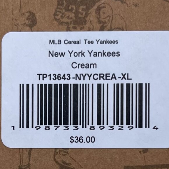 Mitchell & Ness MLB Cereal Tee - New York Yankees - Cream & Navy, XL - NWT - Picture 3 of 5